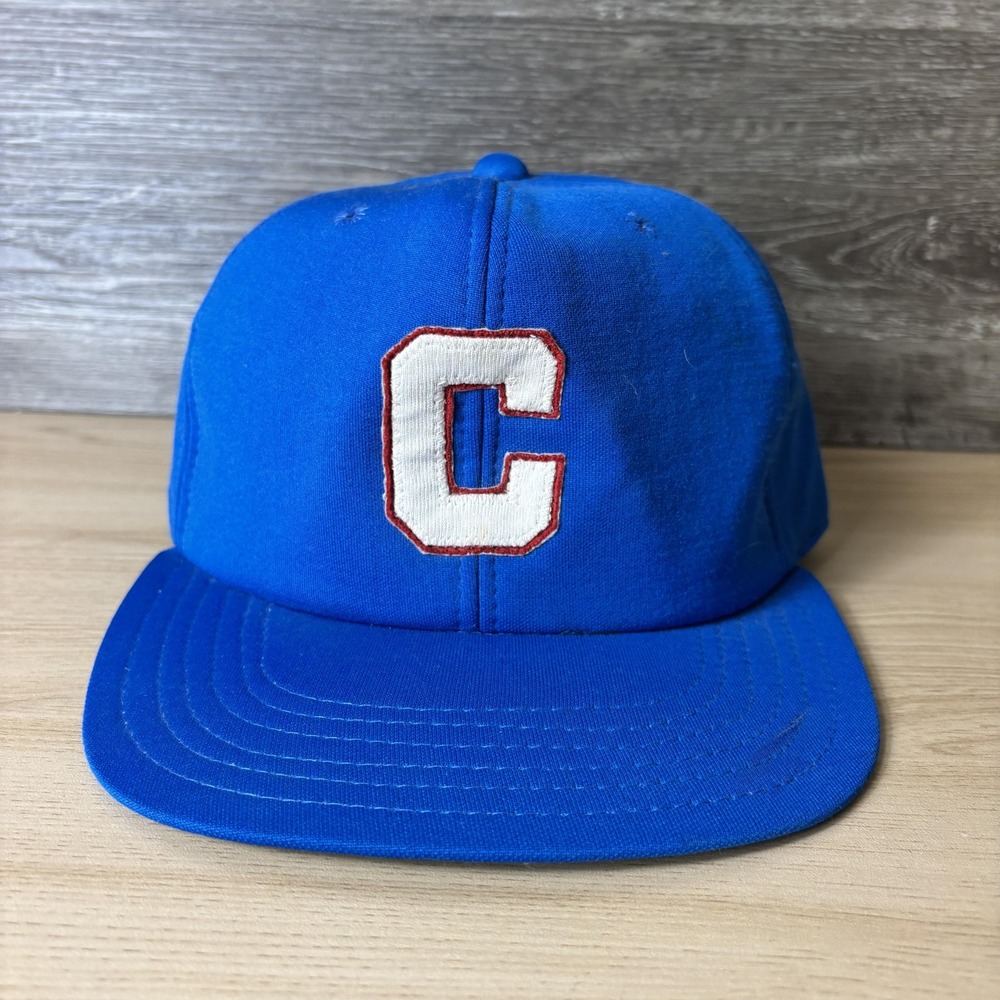 Vintage C Hat Cap Fitted Large Blue White Red Embroidered Baseball Mens